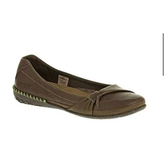 MERRELL Women's Whisper Flush Shoes Espresso Ballet Flats Leather 10 - Picture 1 of 10